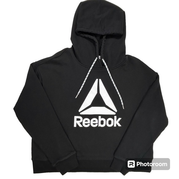 Reebok Tops - Reebok Black Crop Hoodie Sweatshirt Size Medium Women's
